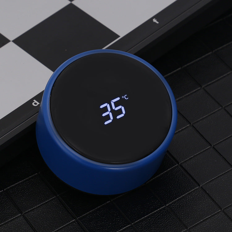 Smart stainless steel bottle that keeps drinks hot or cold for hours, with a built-in LED temperature display.